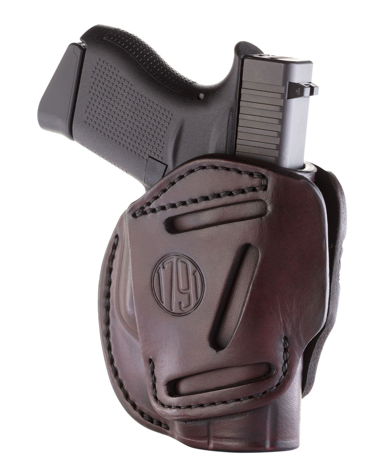 1791 Gunleather 3 Way OWB Signature Brown Leather Fits Glock 42, 43, 43X Ruger LCP Ambidextrous Hand