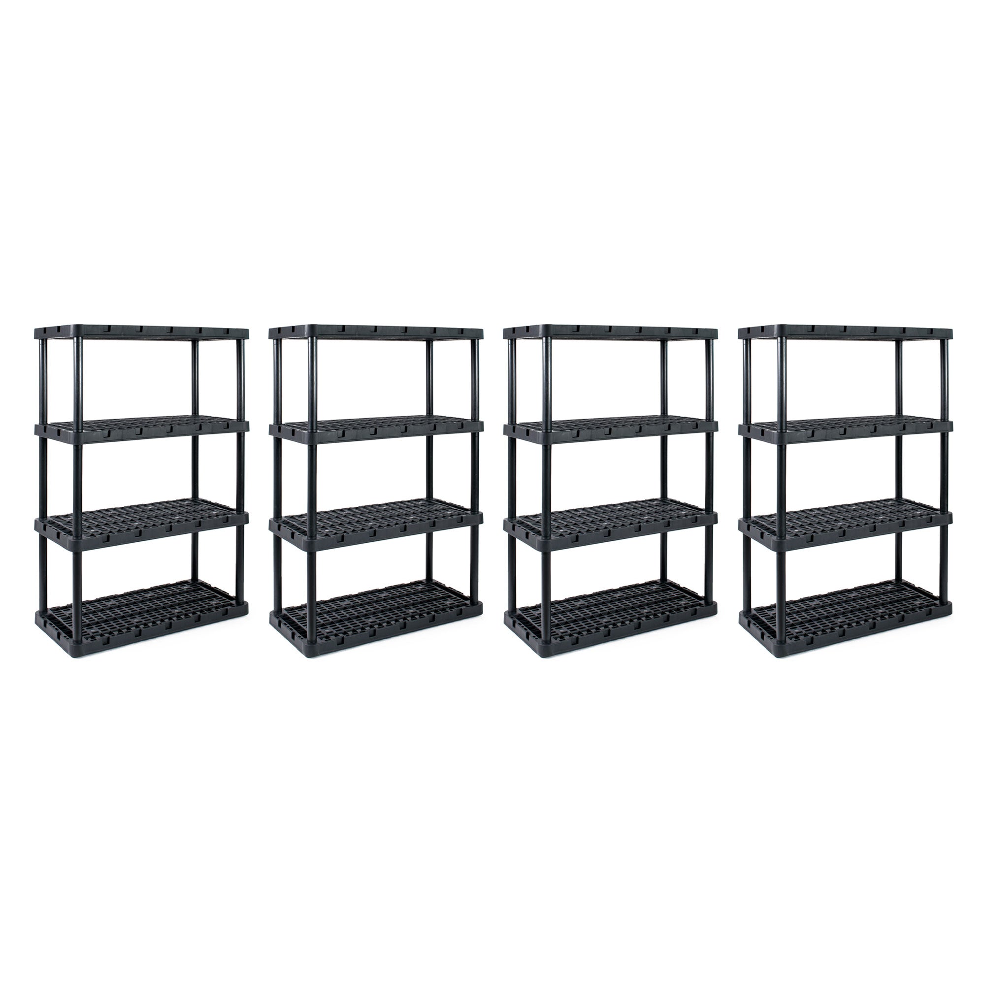 Gracious Living 4 Shelf Knect A Shelf Ventilated Storage Unit, Black (4 Pack)