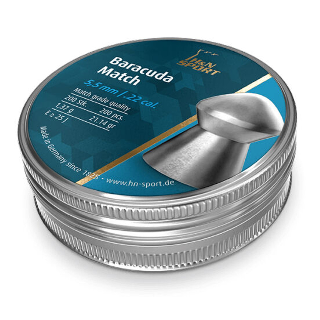 H&N Baracuda Match 22 Cal. 21.14 Grain Airgun Pellet (200)