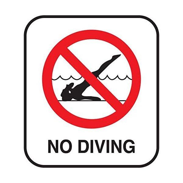 Inlays - Glass Overlay No Diving Symbol Depth Marker for In Ground Pools