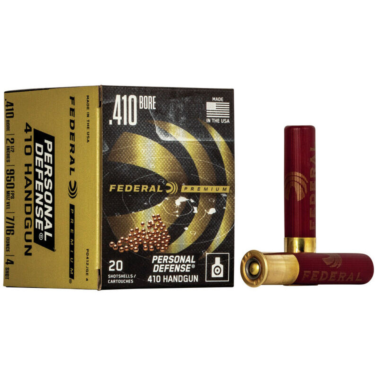 Federal Preminum Personal Defense 410 Handgun 410 Bore 2-1/2" 7/16 oz. #4 Buckshot Ammo (20)