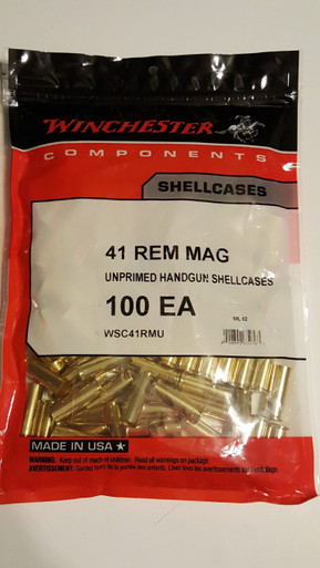Winchester .41 Remington Mag Unprimed Pistol Brass 100cnt-WSC41RMU