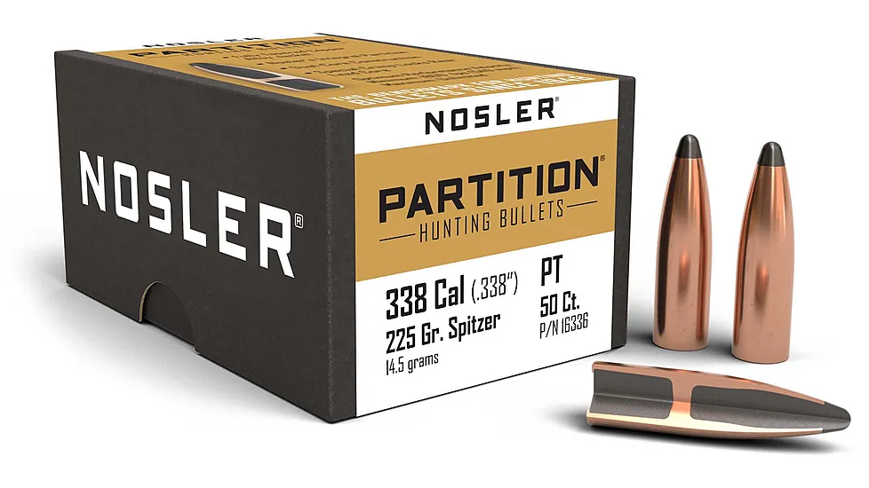 Nosler Partition .338 Caliber 225 Grain Rifle Bullet