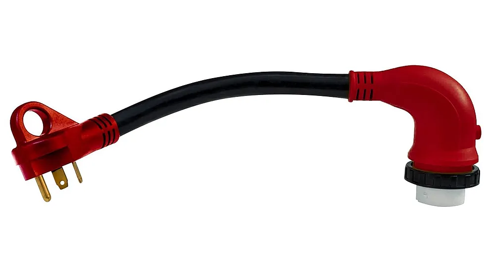 Valterra Mighty Cord 90 deg Detachable 12in Adapter Cord - 30Am To 50Af, Carded