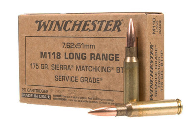 Winchester Ammo 7.62x51mm NATO 175gr 20Rnd Sierra MatchKing Hollow Point Boat-Tail Centerfire Rifle Ammo