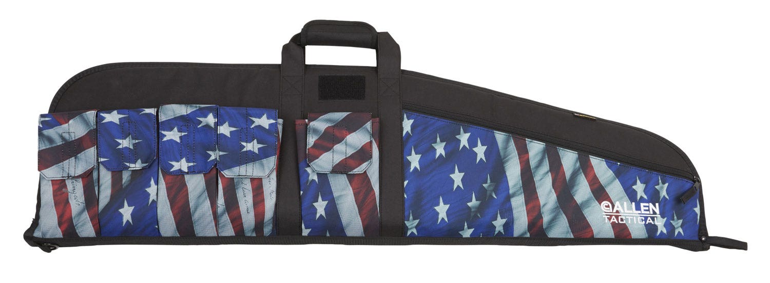 Allen Victory Tactical Rifle Case made of Endura with Victory Stars & Stripes, Black Trim, Foam Padding, Knit Lining & Lockable Zipper 42 L"