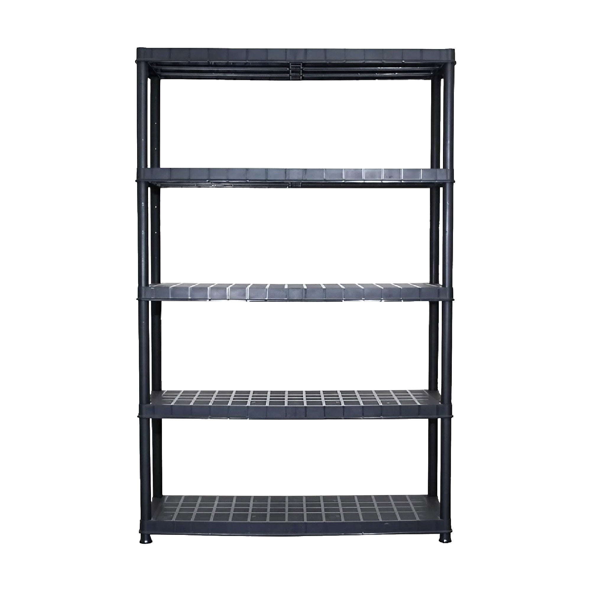 Ram Quality Products Extra 5 Tier Plastic Storage Shelf Unit for Garage, Black