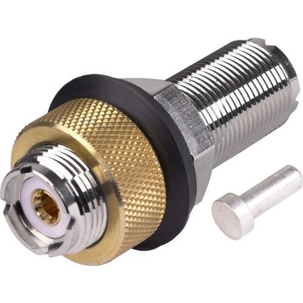 LARSEN BA Bulkhead Adapter.Attaches with Brass Nuts Through Hole.Both Ends Terminate with UHF Female Connectors.for Use with PO Style Antennas