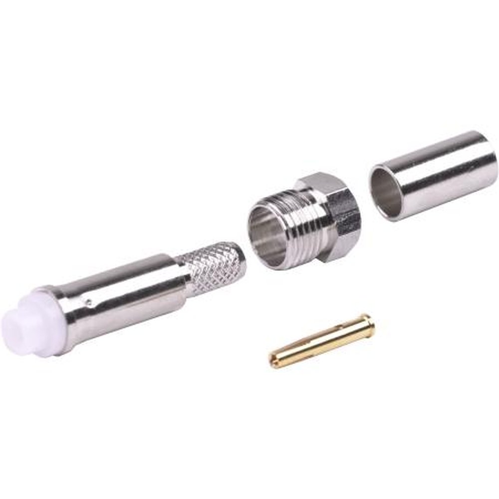 LARSEN FMECRIMP Rotatatable Nipple Connector for Crimping Onto RG-58 Cable.Ferrule Crimp Size Is.213".Center Pin Crimp Size Is.068"